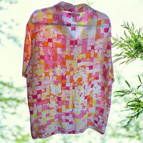 The Limited Y2K Vibrant Sunset Color Abstract Pop Art Button Up M 100% Silk - Picture 3 of 7